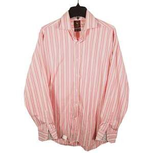 TailorByrd Men's Pink Striped Button-Up Long-Sleeved Shirt XL